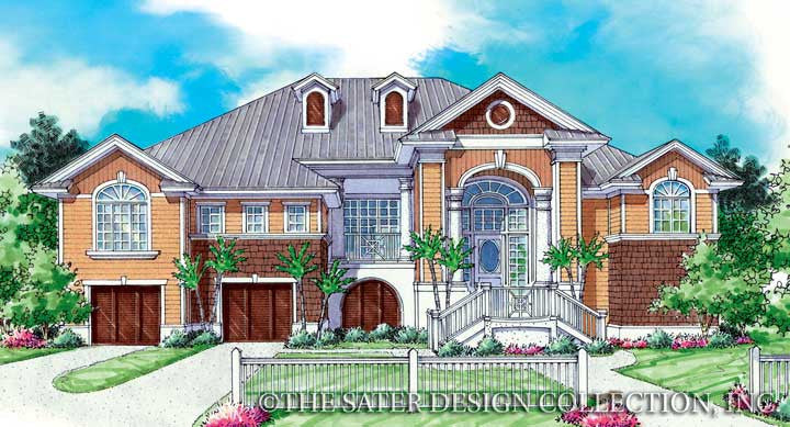 Laguna Beach-Front Elevation Render-Plan #6834