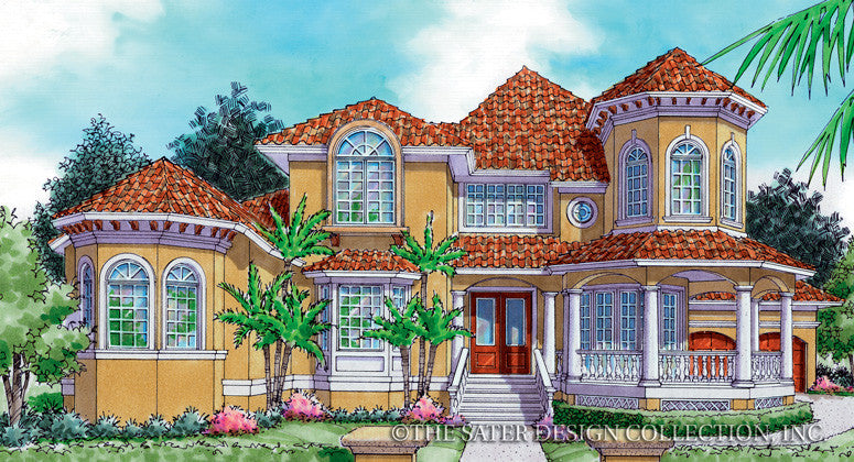 Sunset Beach-Front Elevation- Plan #6848