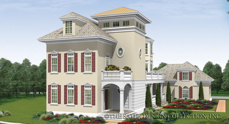 Berkshire Bluff - Front Elevation Render Image- Plan #6880